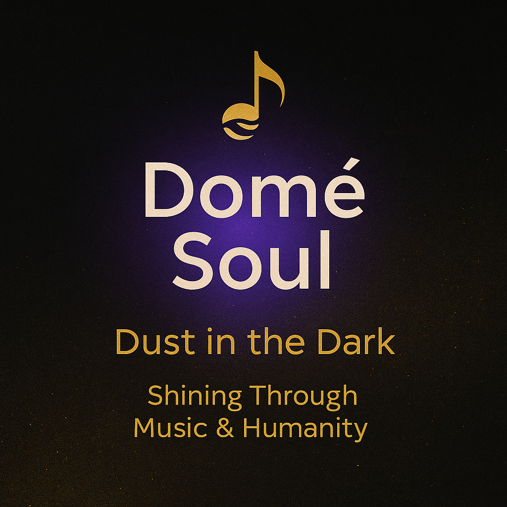Domé Soul brand poster with purple glow and dusty gold.